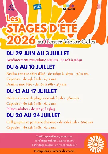 Stages vacances d'été 2026