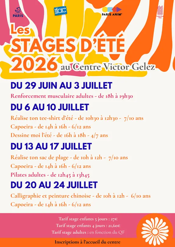 Stages vacances d'été 2026